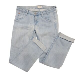 Sz 26 Hudson "Bacara" Straight Leg Cropped Cuff Denim Jeans Made in USA